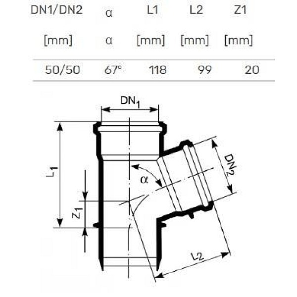 TEE INTERNAL D50/50X67