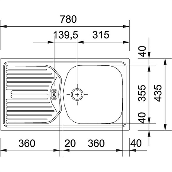 SINK ETL614 101.0288.041 78X43.5 CM