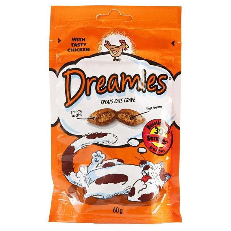 Skanėstai katėms Dreamies. su vištiena. 60 gr