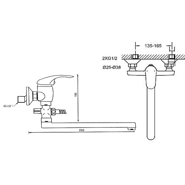 BATH MIXER L-18612 ZINK LONG SPOUT