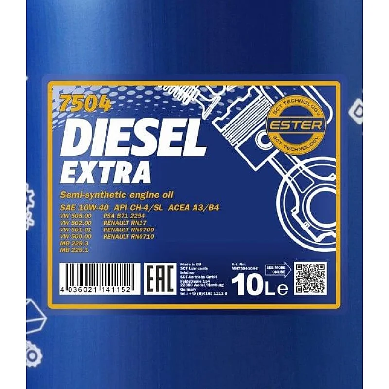 VARIKLIŲ TEPALAS „MANNOL DIESEL EXTRA 10W40“ VARIKLIŲ TEPALAS „MANNOL DIESEL EXTRA 10W40“