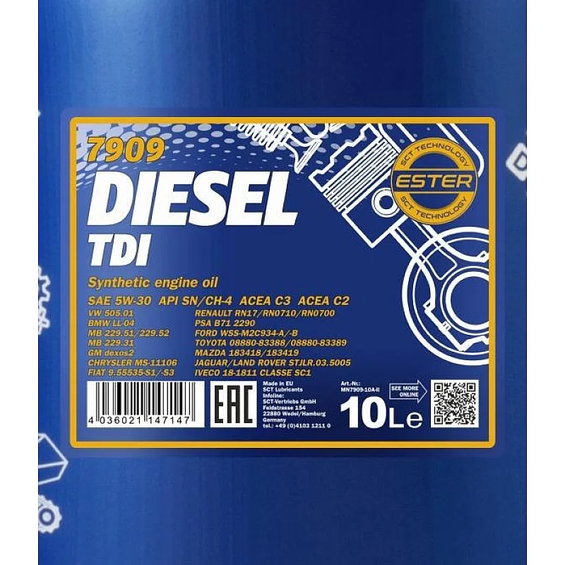 Automobilio variklio tepalas Mannol Diesel TDI. 5W-30. 10 l Automobilio variklio tepalas Mannol Diesel TDI. 5W-30. 10 l