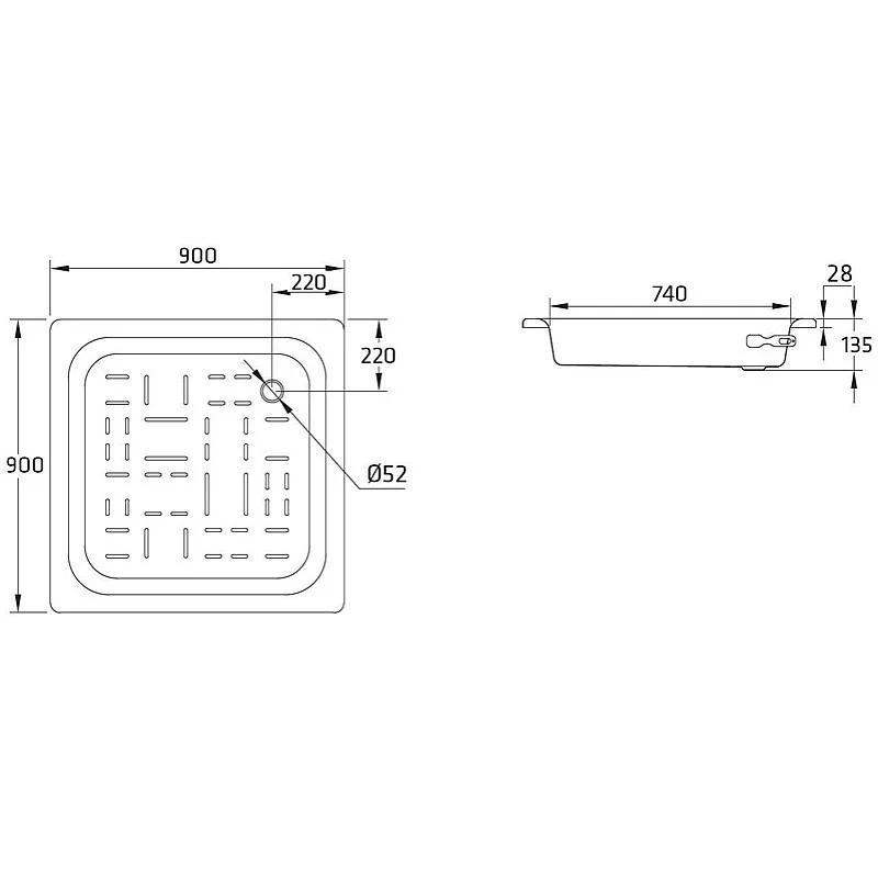 Dušas kabīnes pamatne BLB. 90x90x140 cm. kvadrātveida Dušas kabīnes pamatne BLB. 90x90x140 cm. kvadrātveida