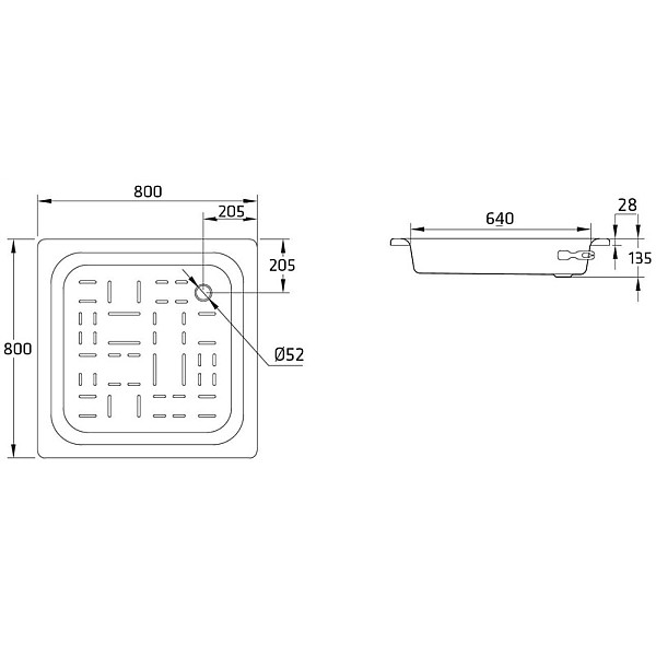 SQUARE SHOWER TRAY (80X80 CM)