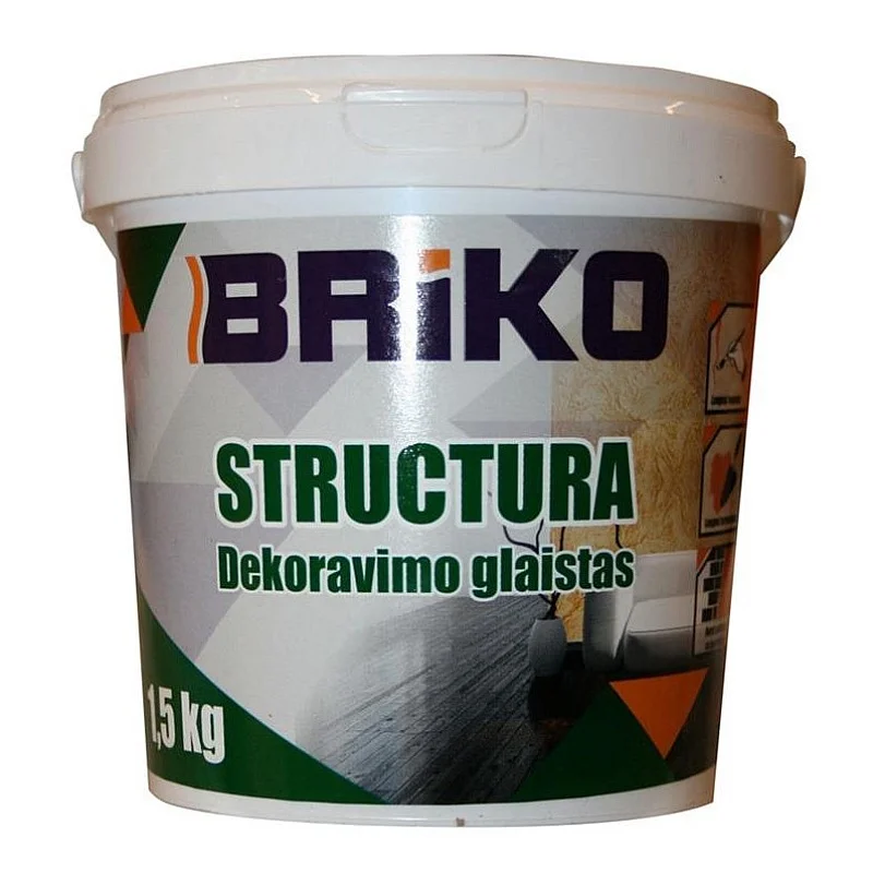 Špaktele Briko Structura. gatavs lietošanai. balta. 1.5 l Špaktele Briko Structura. gatavs lietošanai. balta. 1.5 l