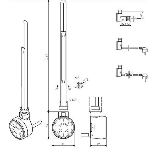 Boilera sildelements Terma Moa 300W. hroma