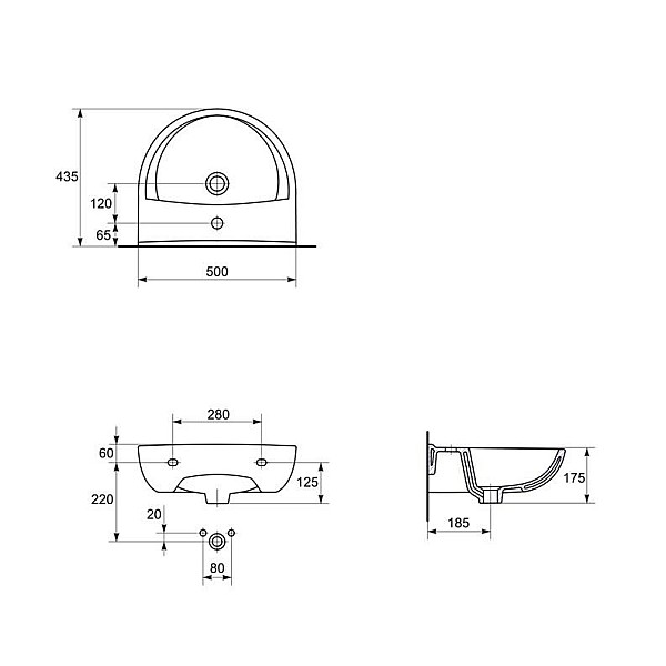 SINK PRESIDENT 50CM WITH HOLE