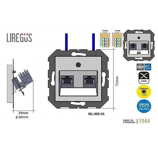 SOCKET COMP ĮKL-002-01 2POINTS BLACK EPS