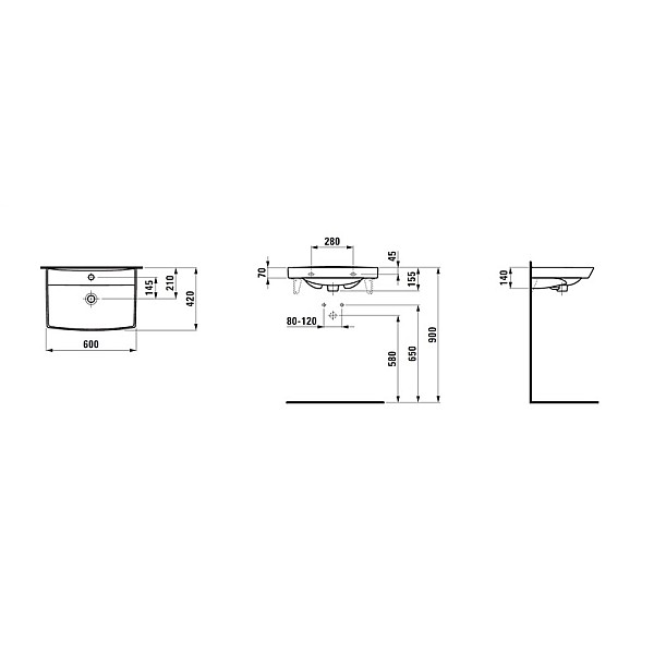 WASHBASIN PRO NORDIC 600X420 8.1095.6.0