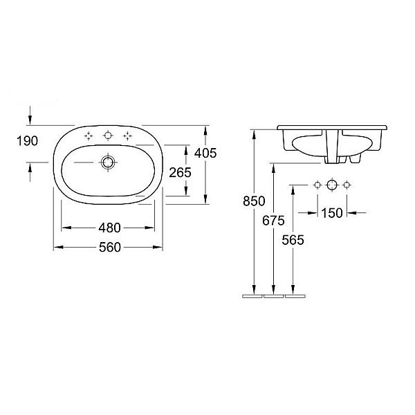 Izlietne Villeroy & Boch O.Novo 41615601 56x40.5cm