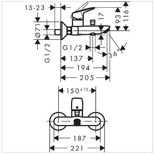 BATH/SHOWERMIXER HG LOGIS 71400000