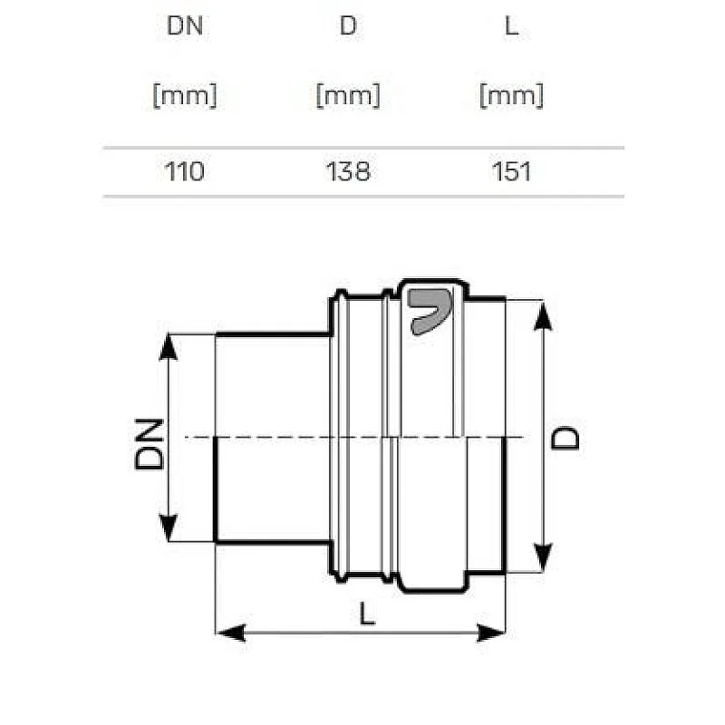 Jungtis su betono vamzdžiu Magnaplast. Ø 110 mm Jungtis su betono vamzdžiu Magnaplast. Ø 110 mm