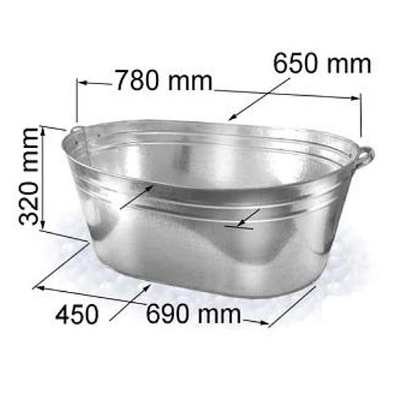 GALVANIZED TUB 100L 78X65X32CM