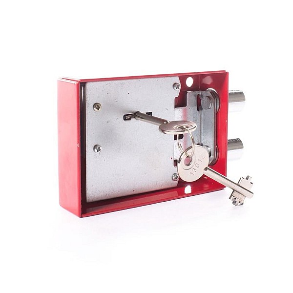 SAFE LOCK. RED. 2 KEYS 122.5X84X32MM