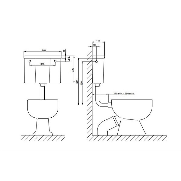 TOILET TANK 410 LOWER FLUSH