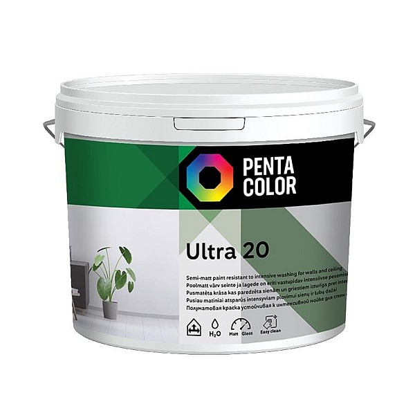 Dispersijas krāsa Pentacolor Ultra 20. balta. 3 l