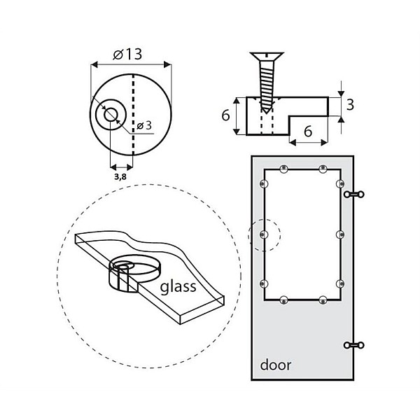 HOLDER GLASS/MIRR 22.05.200-0 (50) 20PCS