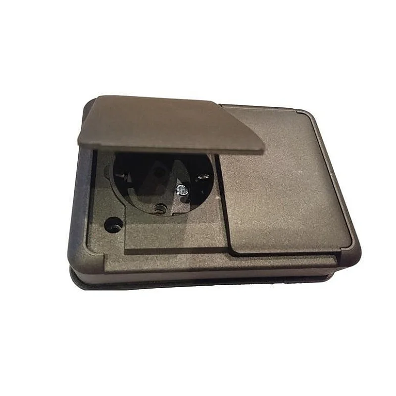 Dvivietis kištukinis lizdas LIREGUS HERMI. juodos sp.. IP44 Dvivietis kištukinis lizdas LIREGUS HERMI. juodos sp.. IP44