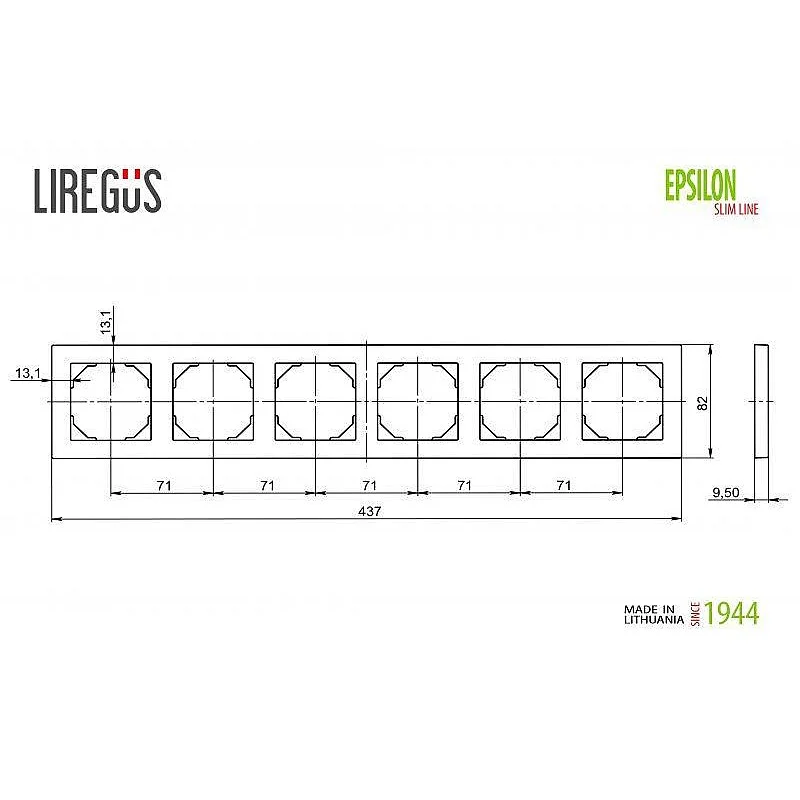 Šešiavietis rėmelis LIREGUS EPSILON. baltos spalvos