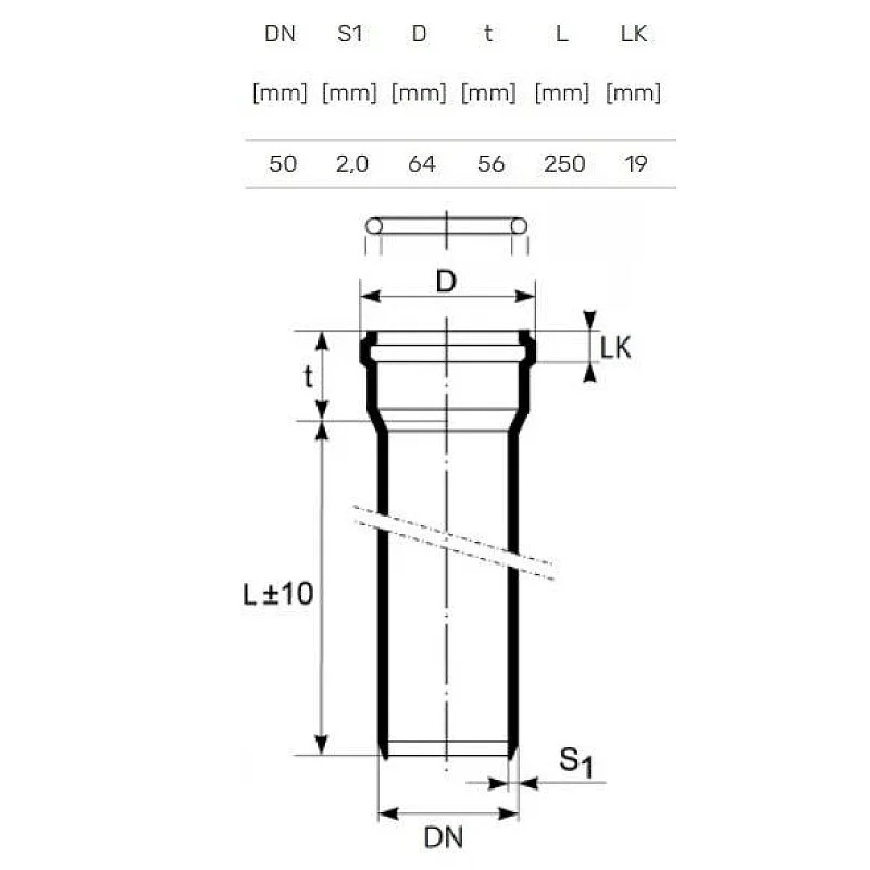 Vidaus kanalizacijos vamzdis Ultra dB. Ø 50 mm. 0.25 m Vidaus kanalizacijos vamzdis Ultra dB. Ø 50 mm. 0.25 m