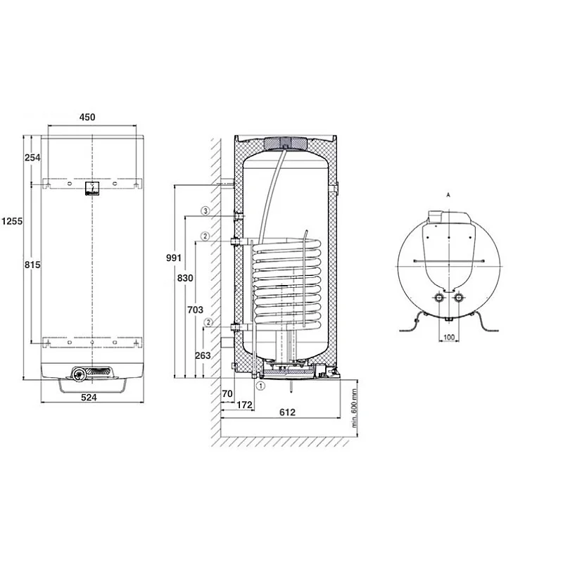 Kombinuotas vandens šildytuvas DRAŽICE  OKC 160/1m². 147 l