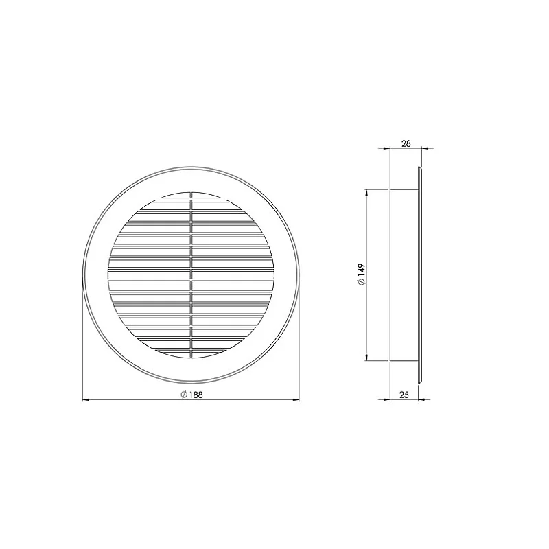 GRILLE VENTILATION D150. WHITE