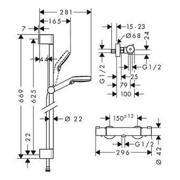 THERMOSTATIC SHOWER MIXER TAP WITH SHOW