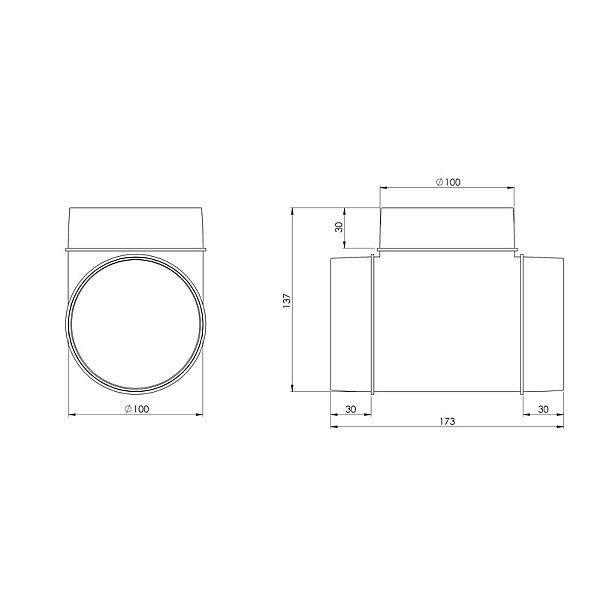 T-PIECE 100MM VALGE PLAST