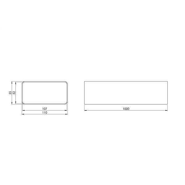 Ventiliacinis kanalas EUROPLAST. 110 x 55 x 1000 mm