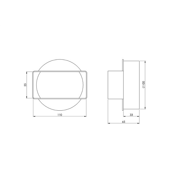 ADAPTER SHORT TO-ROUND 110X55 D100