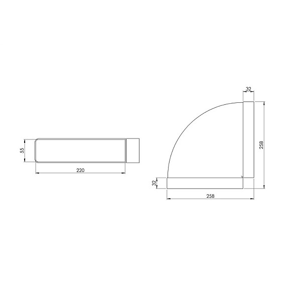 VENTILATION ELBOW (220X55 MM 90°)