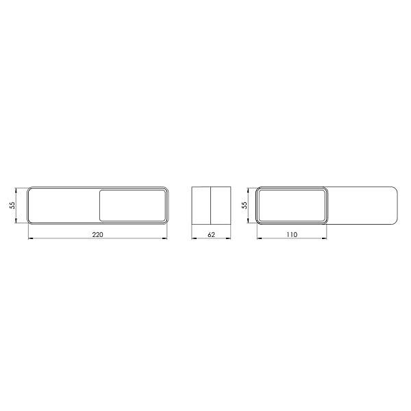 Ventiliacijos mova EUROPLAST. 220 x 55 mm – 110 x 55 mm