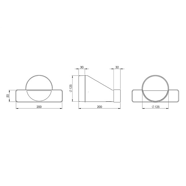 Ventiliacijos tarpmovė EUROPLAST. 220 x 55 mm. D125