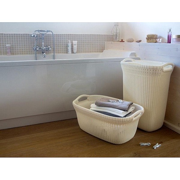 LAUNDRY HAMPER CURVER KNIT OASIS WHITE