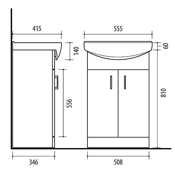 BASIN CABINET WITH WASHBASIN RIVA SA55-4