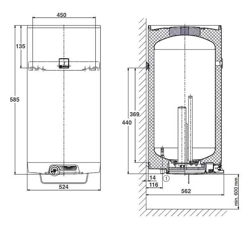 HEATER WATER OKCE 50 ELECTR VERTICAL
