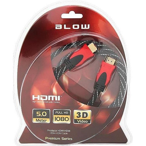 Laidas BLOW HDMI M. HDMI M. 5m. juodas/raudonas 92-057