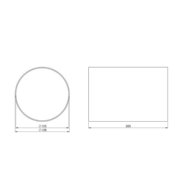 VENTILATION DUCT 125MM 0.5M ABS WHITE