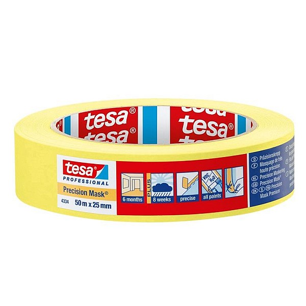 MASKING TAPE YELLOW 25MMX50M 4334 TESA