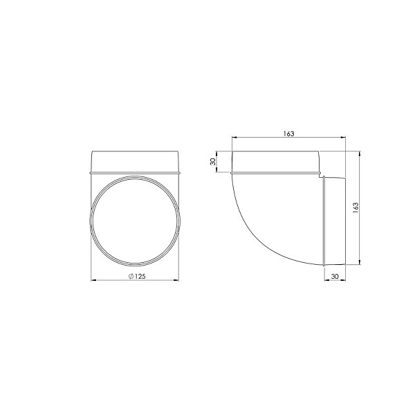 Ventiliacijos alkūnė EUROPLAST AL125-90. D125 90°