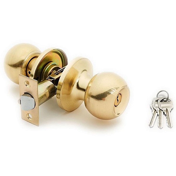 DOOR KNOB LOCK 607 SB 23 KEYS MAT BRASS