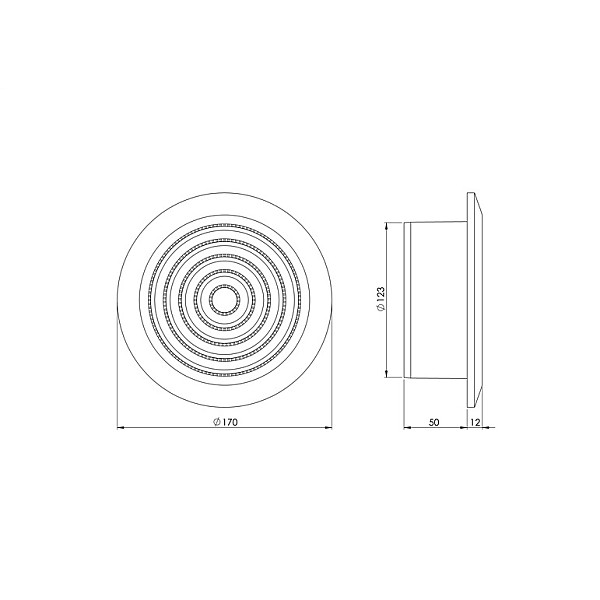 GRILLE ROUND CEILING D125MM NGA125