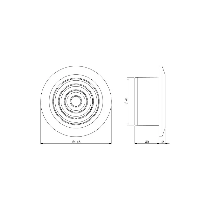 Ventiliacijos grotelės luboms EUROPLAST NGA100. D100