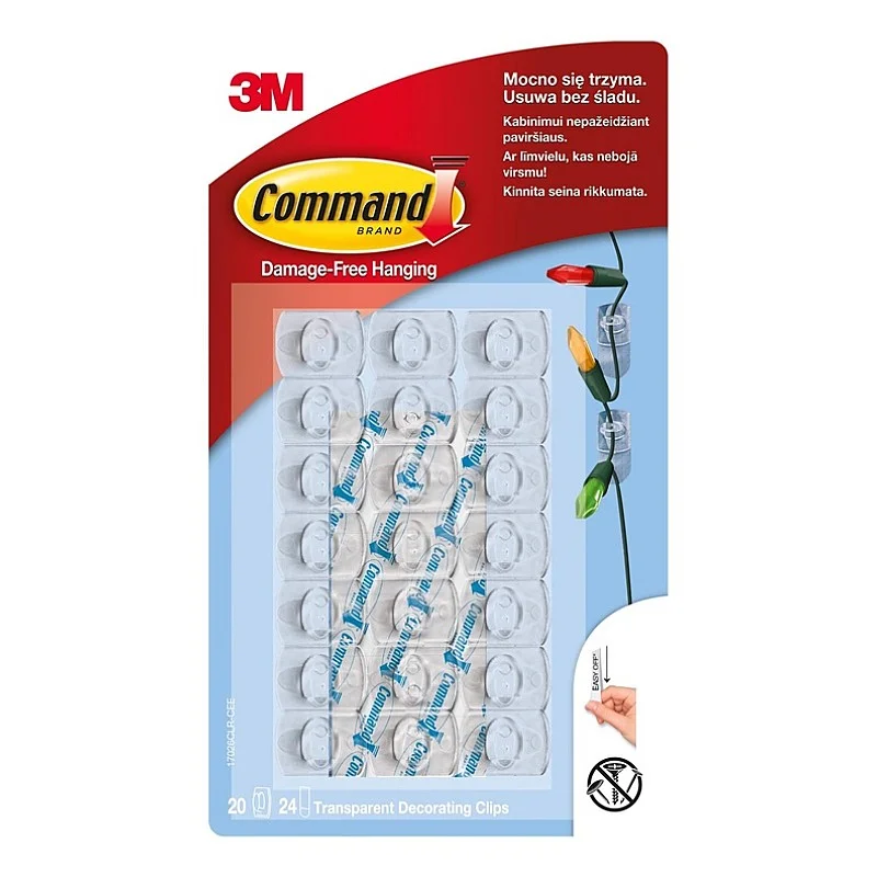 Skaidrūs kabliukai 3M Command T17026CC. 20 vnt.