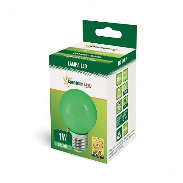 LED KULKA E-27 230V 1W GREEN SPECTRUM