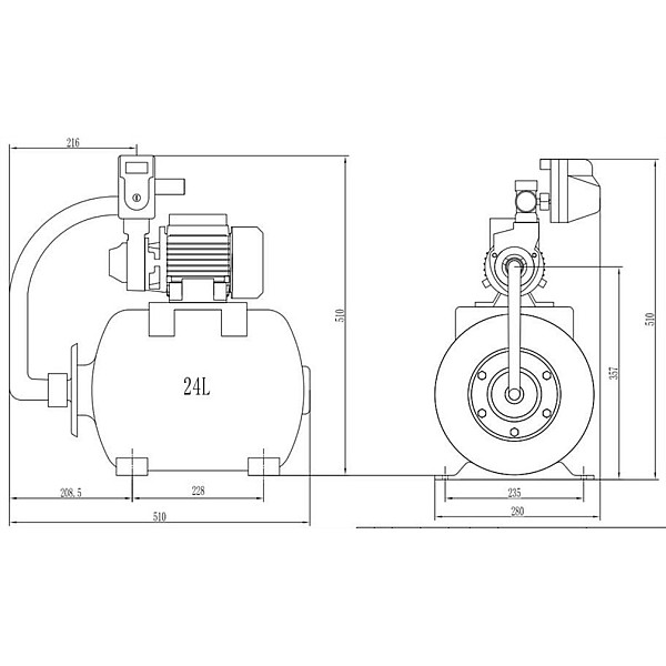 Hidroforas Haushalt HF-370 QB. 370 W. 24 l