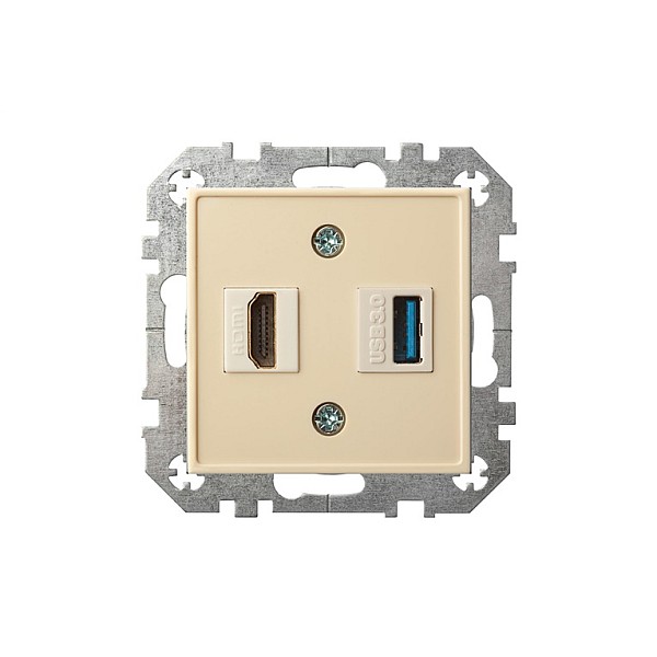 FLUSH MOUNTING HDMI+USB SOCKET SAND