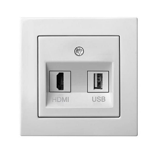 FLUSH MOUNTING HDMI+USB SOCKET