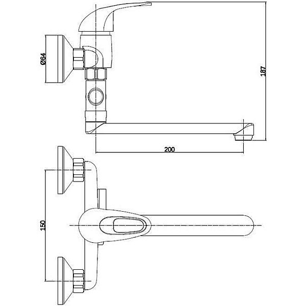 BATH FAUCET DF3105-1 LONG SPOUT BRASS