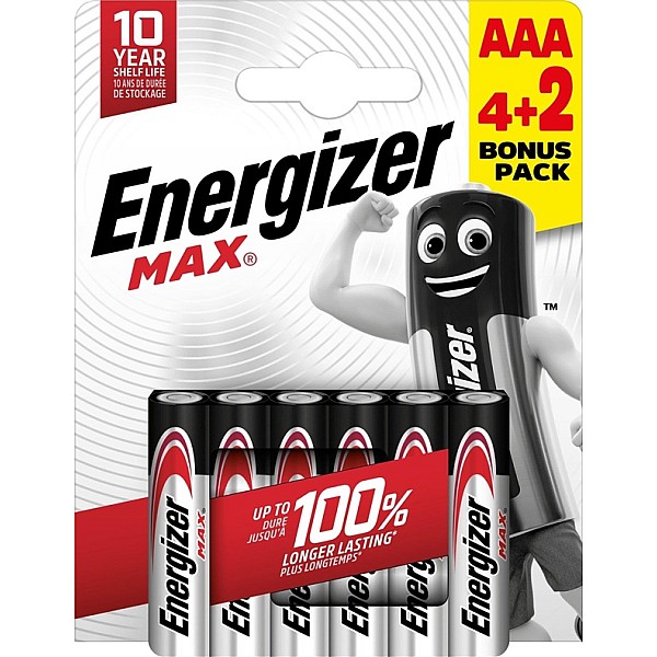 BATERIJAS ENERGIZER MAX AAA 2400 LR03 1.5V B4+2 Alkaline